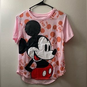 New - Disney Mickey Mouse Pink Graphic Tee - Juniors Size Medium (7-9)
